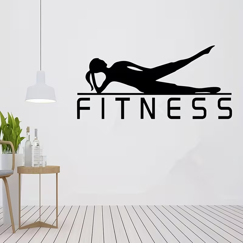 A Vinyl Sticker of a Fitness G - đánh giá và giá Yoga Fitness Wallpaper