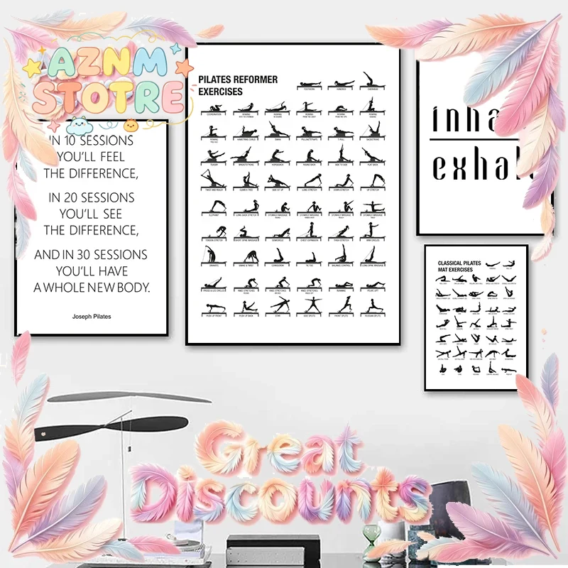 Pilates Workout Chart Poster C - đánh giá và giá Yoga Fitness Gifts